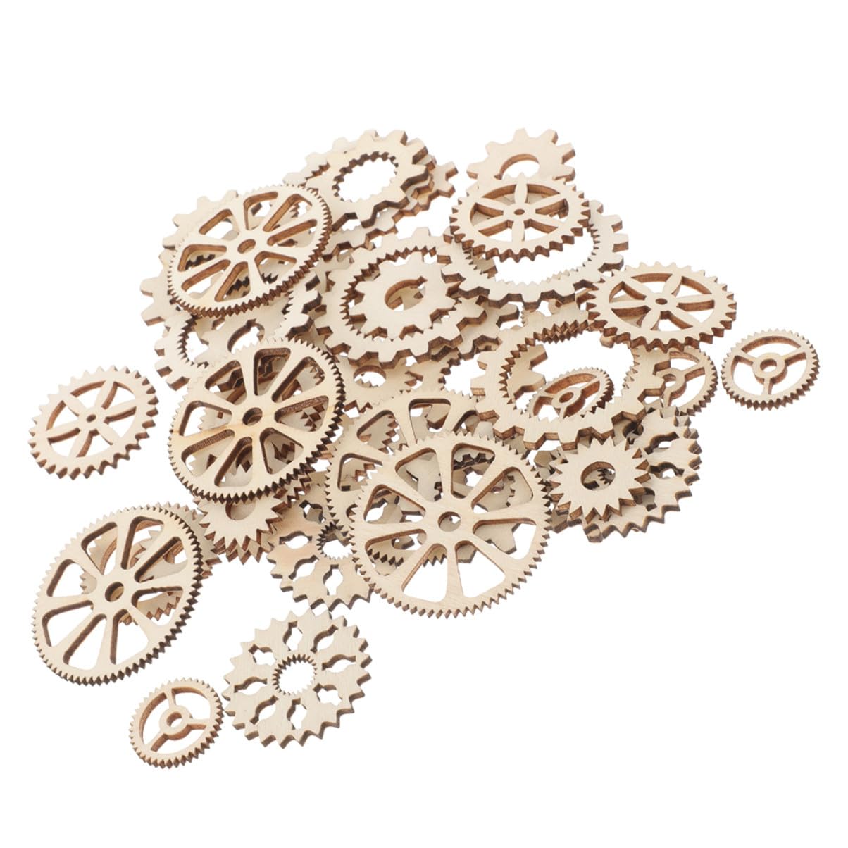 ORFOFE 100pcs Wooden Gear Slices and Craft Wheels for Painting and Scrapbooking DIY Wood Ornaments Set for Home Decor and Handmade Craft Projects