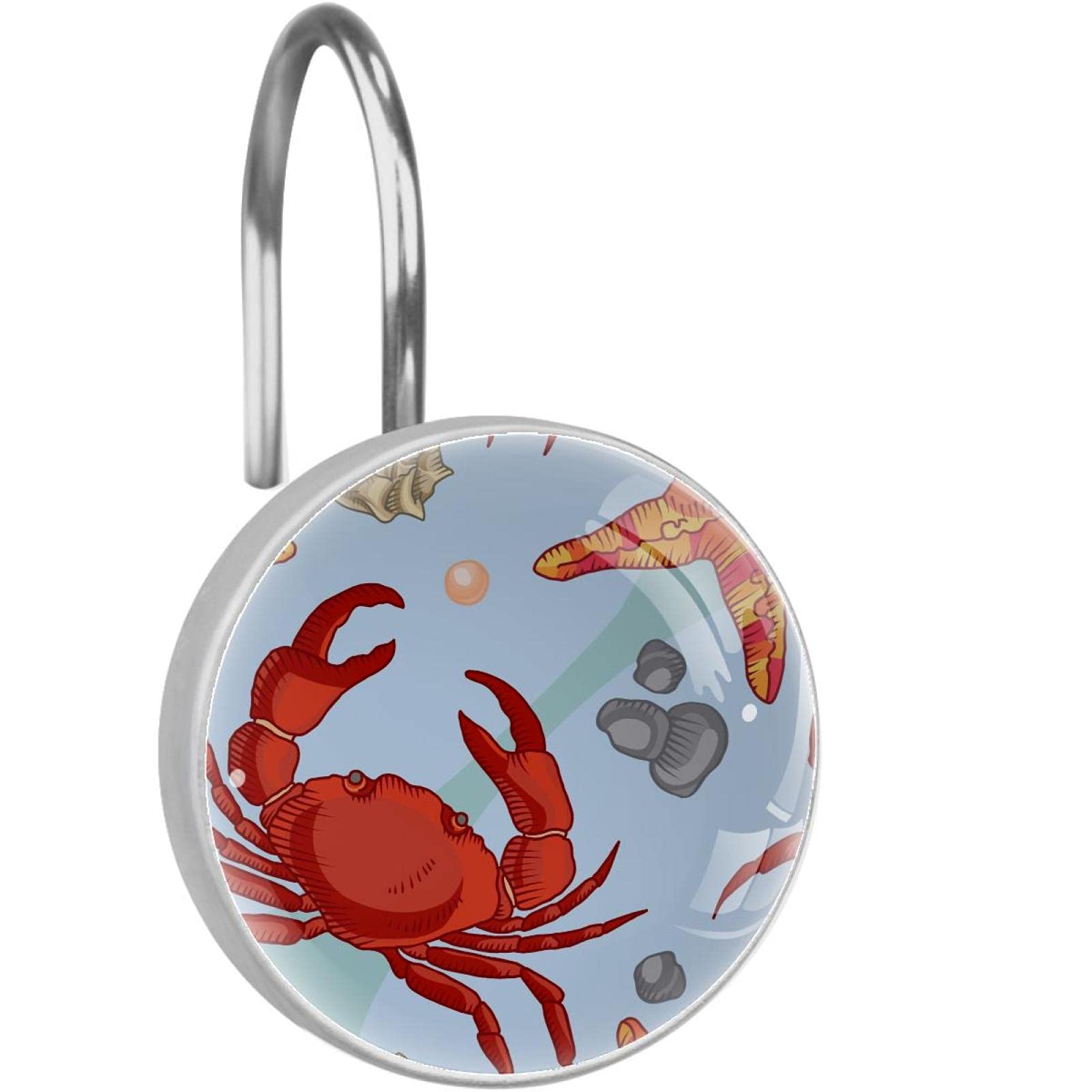 Crochets pour rideau de douche lot de 12 en acier inoxydable motif etoile de mer et crabe