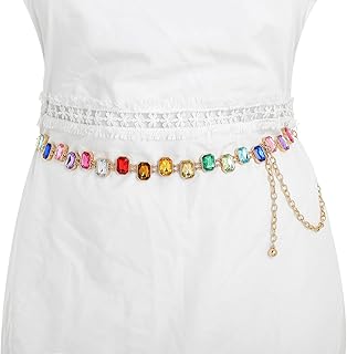 Colorful Rhinestone Chain Belt Rainbow Gem Waist Belt Statement Diamond ...
