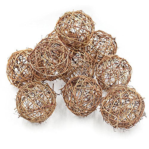 Lot de 12 boules en rotin naturel à suspendre - 7,6 cm - Remplissage de vase pour loisirs...