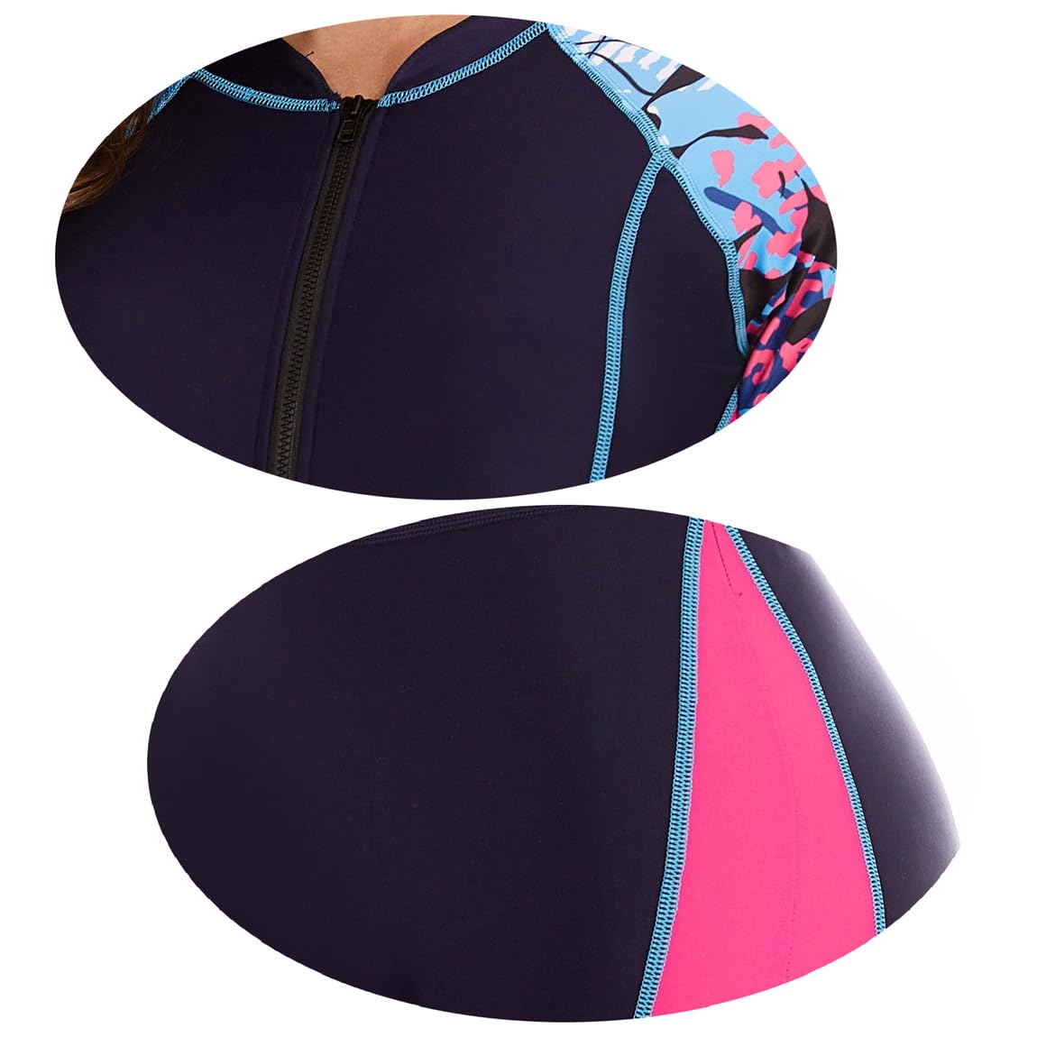 Muta Corta da Donna con Cerniera Frontale, Costume da Bagno Intero Rash Guard Muta da Sub Costume da Bagno Sportivo A Maniche Lunghe