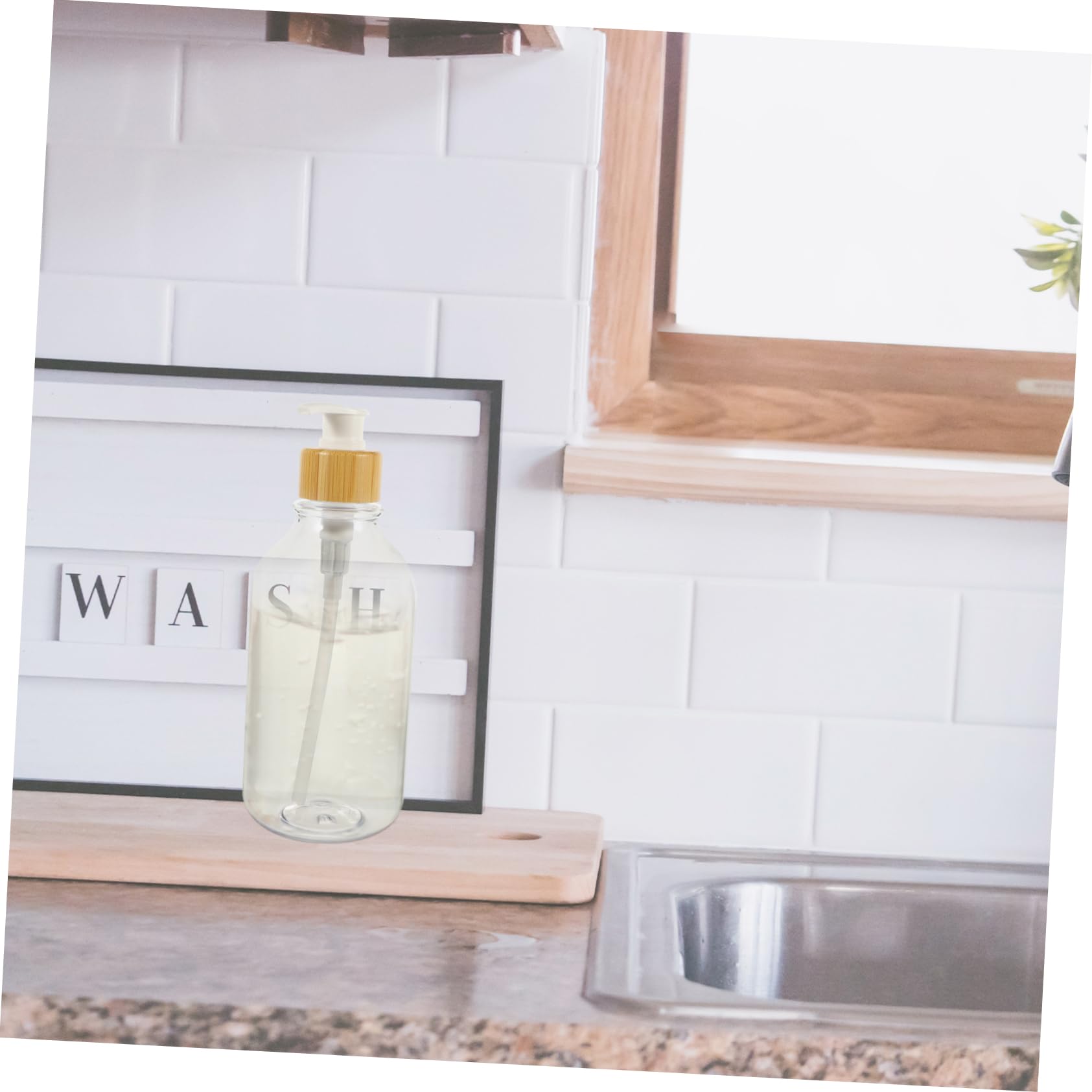 OUNONA 3 Series Botella Dispensadora De Jabón Líquido con Bomba De Bambú De Botella De Viaje para Baño Y Cocina Resistente Y Elegante 2 Piezas X 3