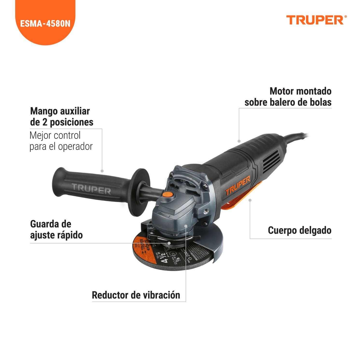 Angle grinder, 4-1/2 ', industrial, 800 W