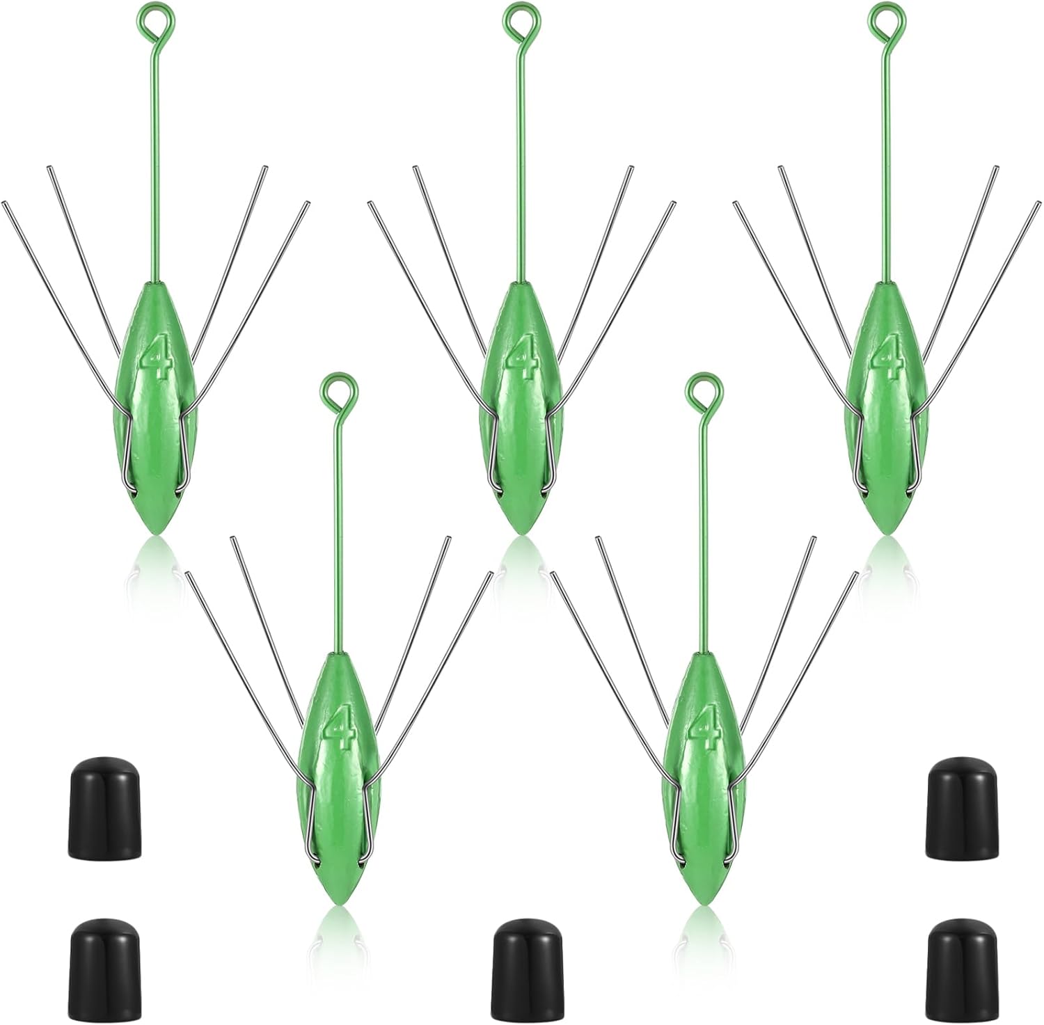 Libima 5 Pcs Sputnik Sinker Surf Fishing Saltwater Sand Spikes Spider Weights Long Tail Sputnik Fishing Catfish Weights for Sea Sand Ocean Beach, Green