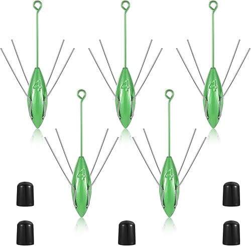 Miniatura 9 de Libima Sputnik Sinker - Pesas de araña de cola larga Sputnik para pesca de pez gato, pesca de mar, arena, océano, playa, verde