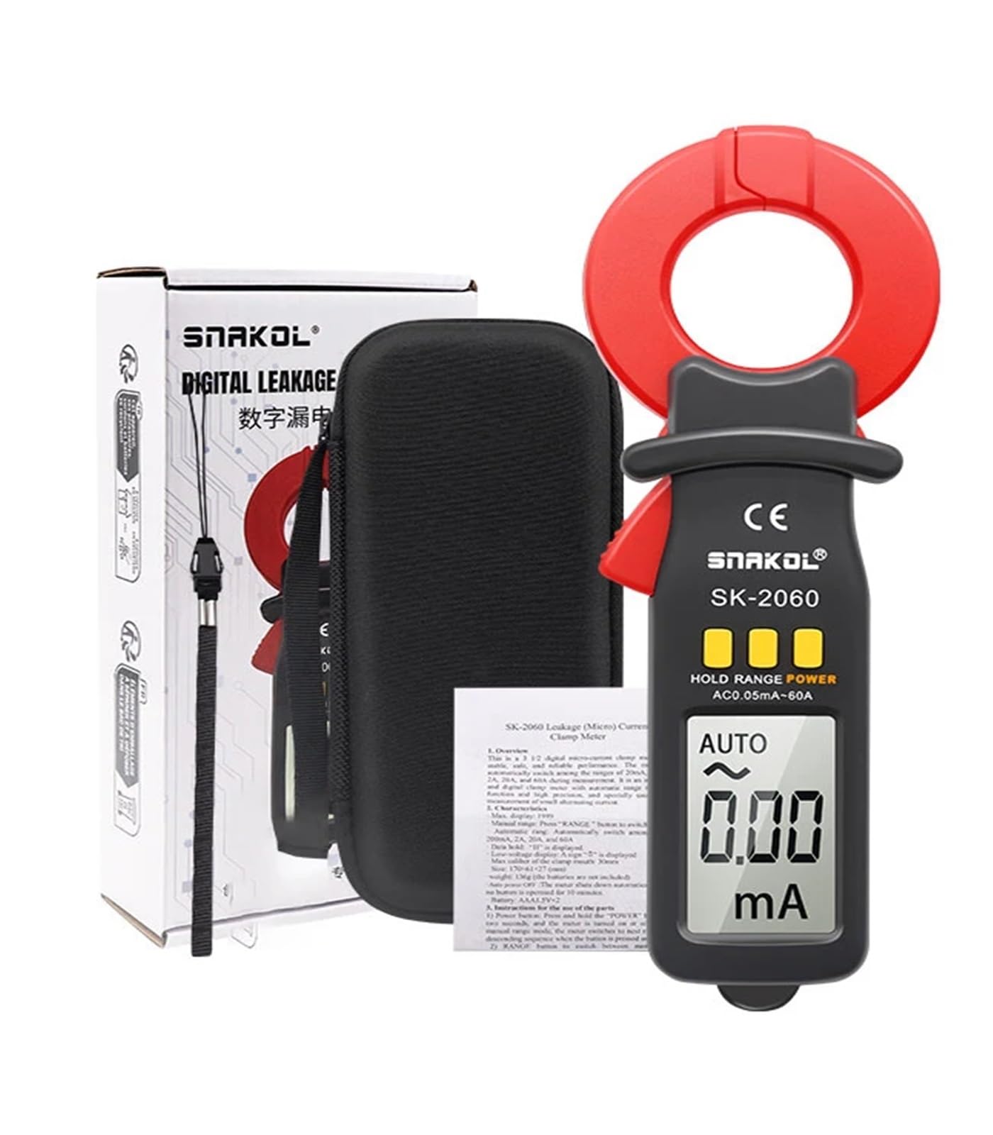Multimetro Digitale con Pinza amperometrica, Gamma Automatica, multimetro, amperometro AC 0,05 mA-60 A, Tester di Corrente di dispersione, Strumenti Professionali for elettricisti