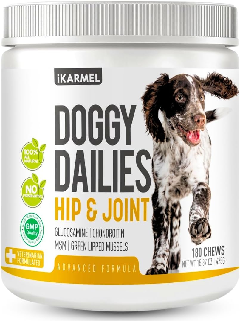 Joint Supplements for Dogs | Hip and Joint Care | with Glucosamine, Chondroitin, and Green-Lipped Mussels | Puppy to Senior Dog Treats for Stiff Joints (180 Chews)