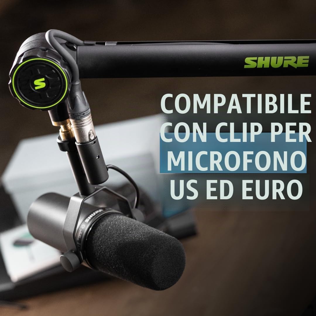 Shure by Gator, Asta Microfonica Broadcast con Braccio Articolato, (SH-BROADCAST1)