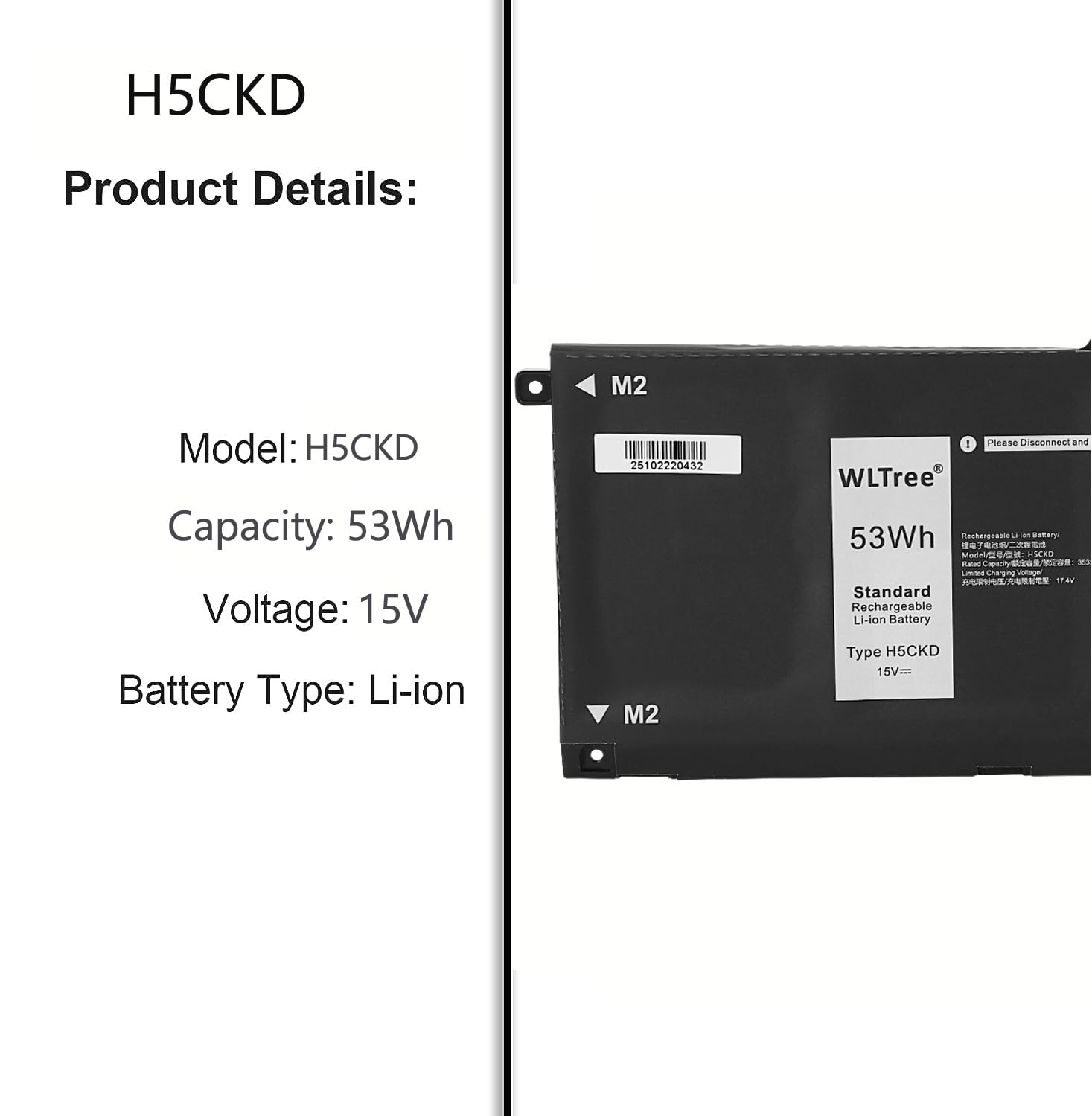 53Wh H5CKD Batterie pour Dell Inspiron 13 7306 14 5400 5401 5406 5408 7300 7405 15 5501 5502 5508 5509 7506 Latitude 3410 Vostro 5300 5301 5401 Series 07T8CD 0TXD03 09077G JK6Y6 Battery