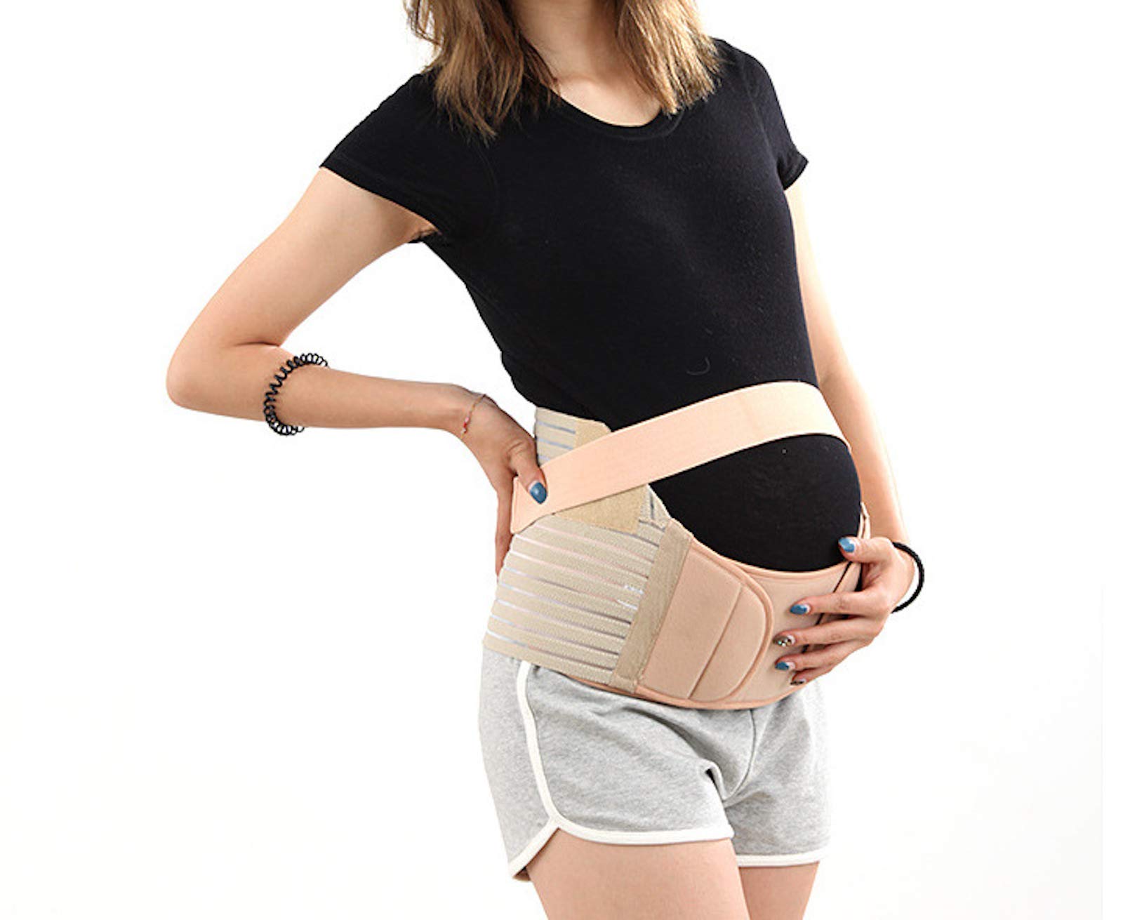 Elonglin Maternity Belt Belly Bands Brace, Pregnancy Waist & Abdomen Support Beige XL