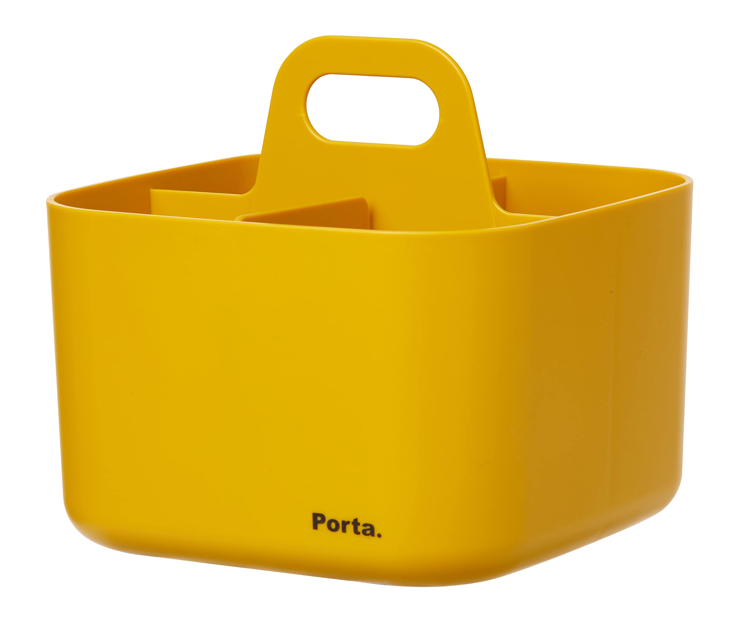 Litem Porta Vita Yellow Stackable Square Storage Unit 4 Compartments with Adjustable Dividers Ideal for Home Kitchen Bathroom