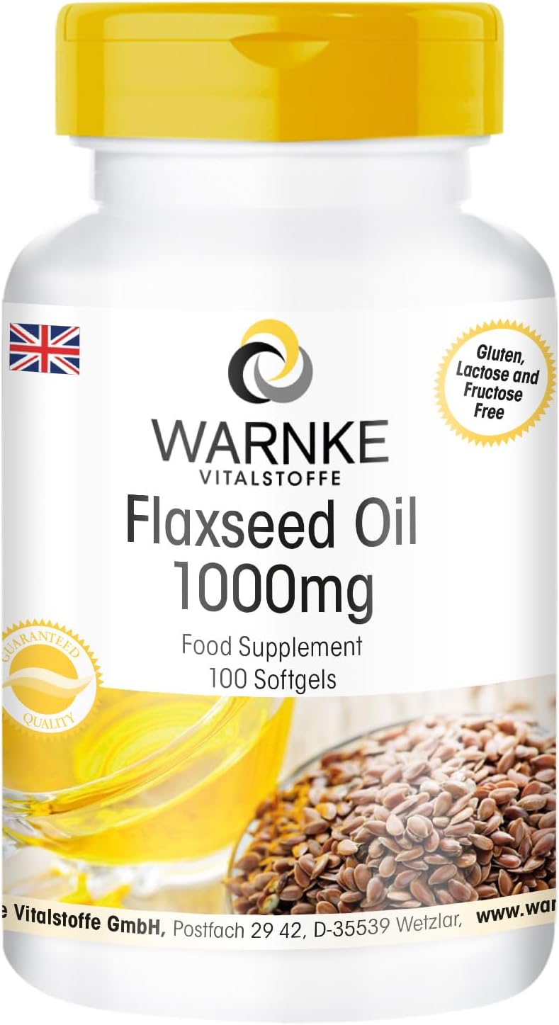 Warnke Vitalstoffe Linseed Oil 1000mg – Alpha Linolenic Acid - 100 Softgels - German Pharmacy Quality