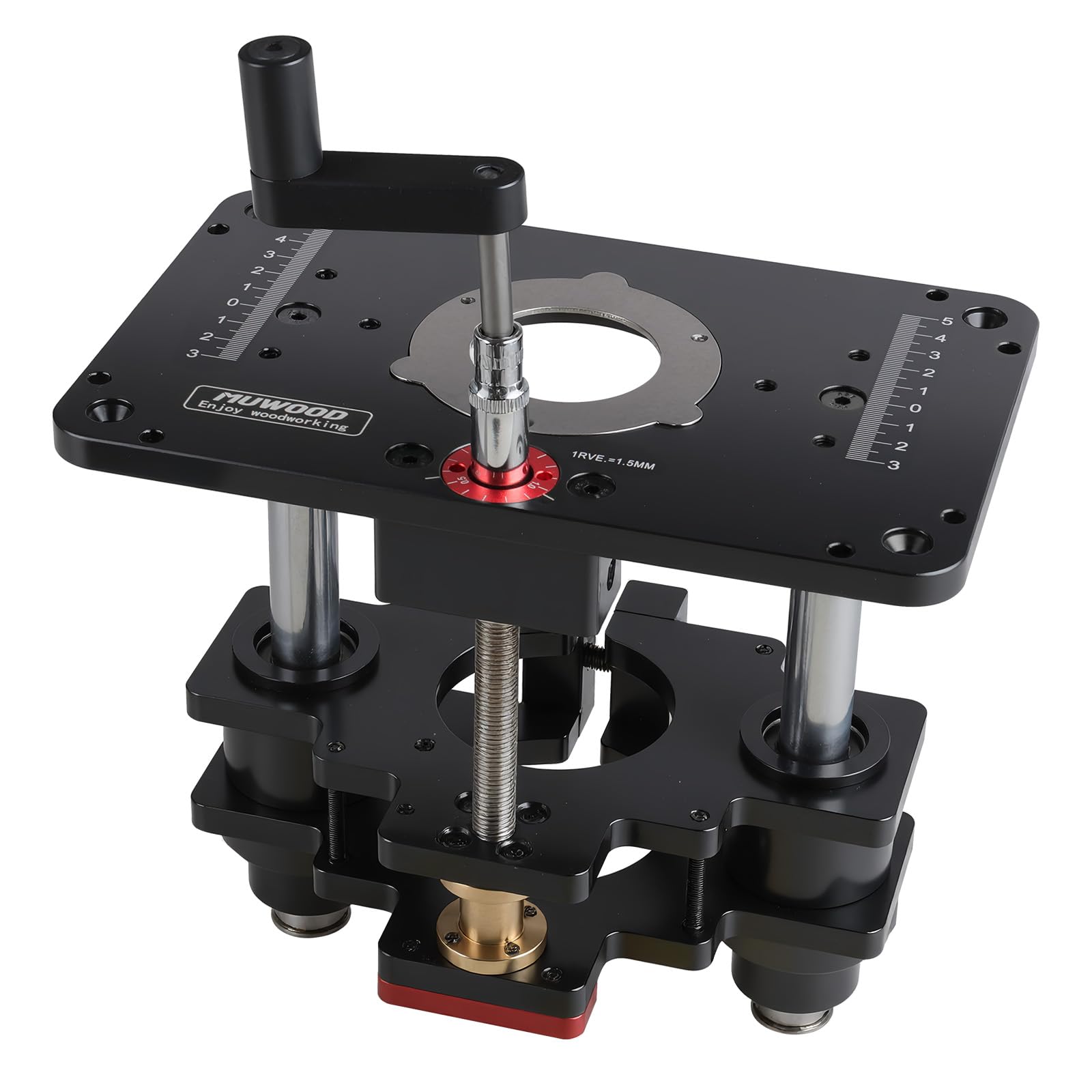 MUWOOD Router Lift, Precision Router Table Lift System, Durable Router Table Insert Plate, Router Lifts for Woodworking for 65mm Diameter Motors