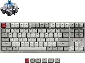 Keychron C1 Hot-swappable Wired Mechanical Keyboard for Mac Layout, Keychron Mechanical Blue Switch/USB Type-C Cable/Double-Shot ABS Keycaps Tenkeyless 87 Keys Computer Keyboard for Windows PC