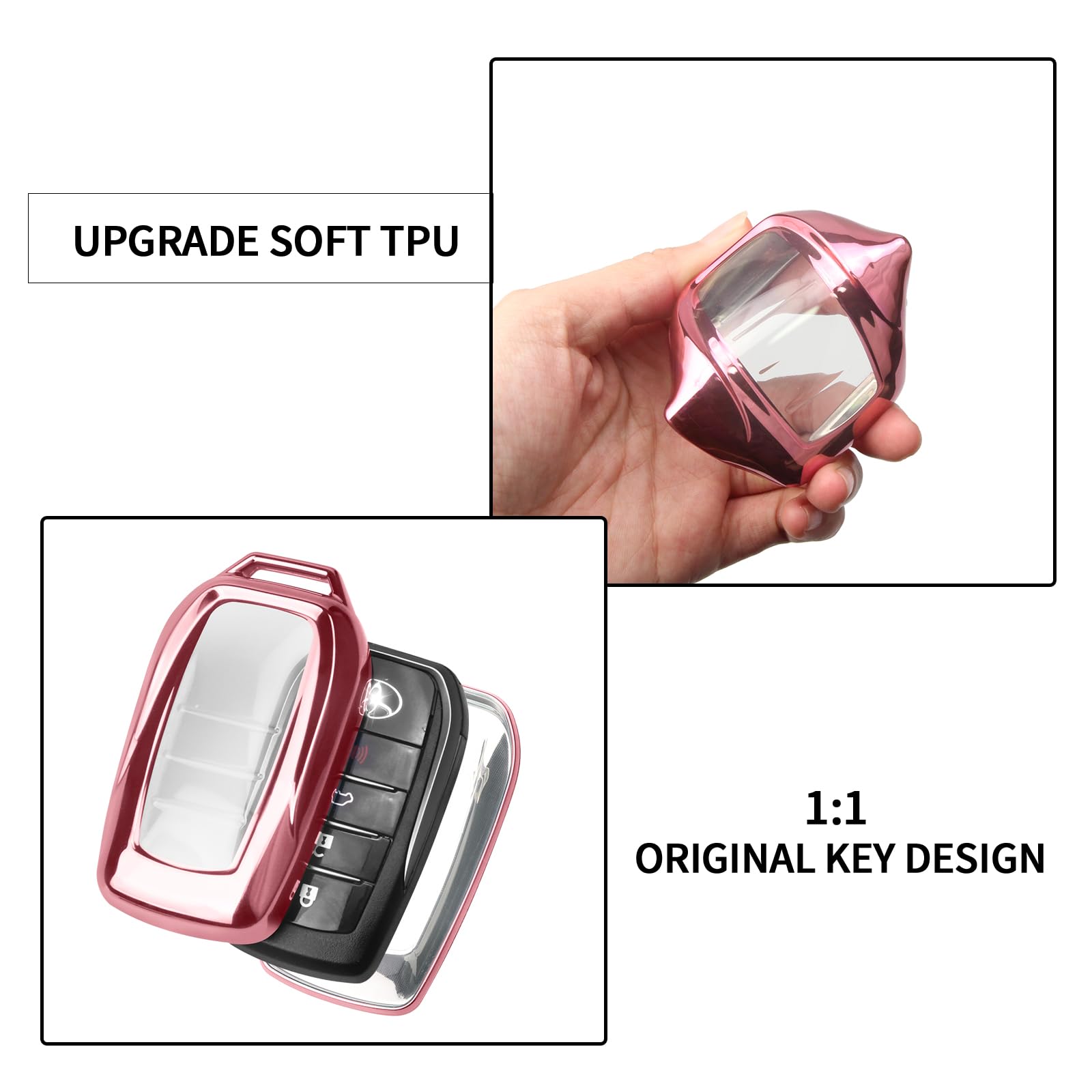 YINEOR Key Fob Cover Leather Car Key Case Keychain Fob Holder Compatible With