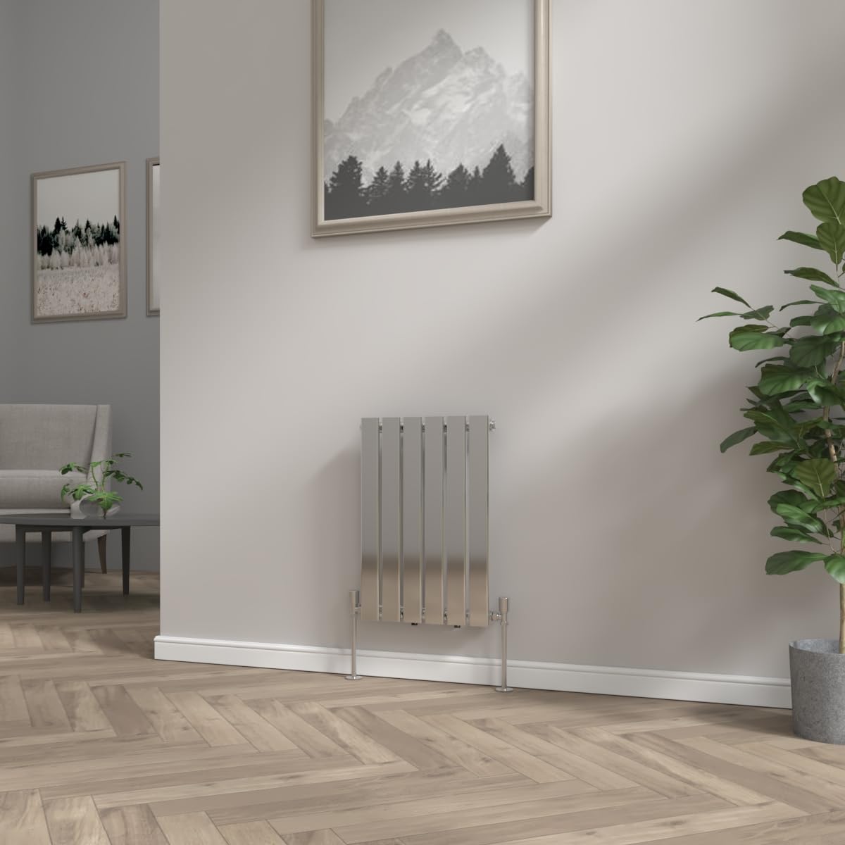 Nrg 600X408mm Horizontal Flat Panel Designer Bathroom Radiator Chrome