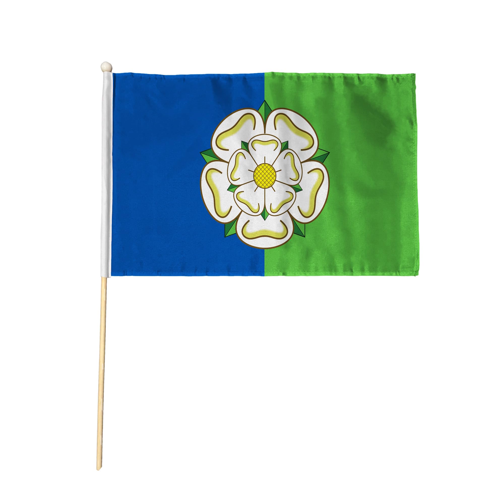 Flagtex East Riding of Yorkshire Pack of 12 Hand Waving Flag (9x6 Inch) - Premium Wooden Stick Hand Flag 9x6 Inch Natural Wood Pole Yorkshire County Flag Events Parades