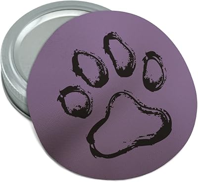Paw Print Dog Cat Pet on Purple Round Rubber Non-Slip Jar Gripper Lid Opener