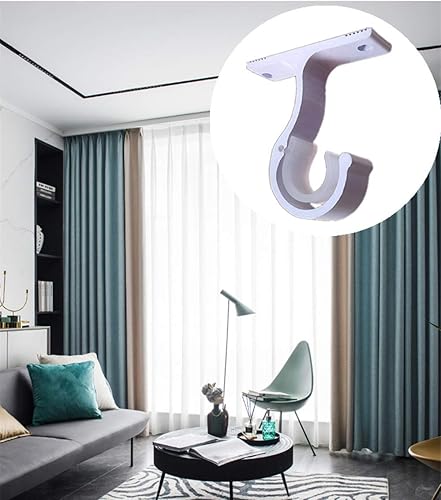Miniatura 6 de Soportes para cortinero, 2 soportes blancos para cortinero con diámetro de 1-18 pulgadas (1.102 in), soporte de barra de cortina de ventana