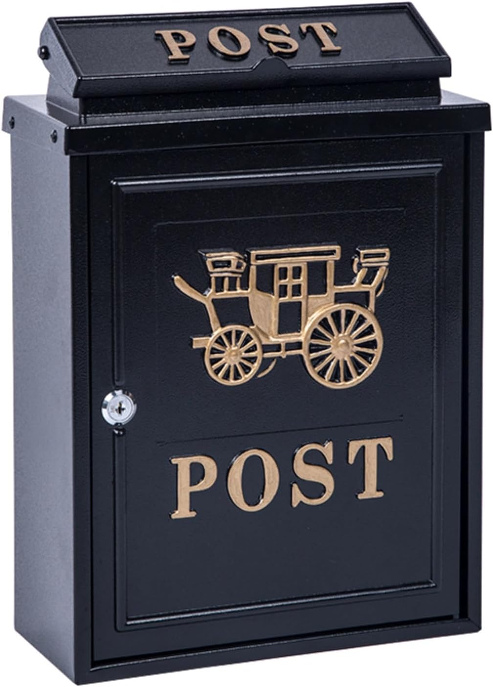 MELPHI Modern Design Mailbox, Metal Mailbox, Wall Mount Mailboxes, Vintage Mailbox, Hanging Secure Post Box for Parcel, Envelopes, Cards