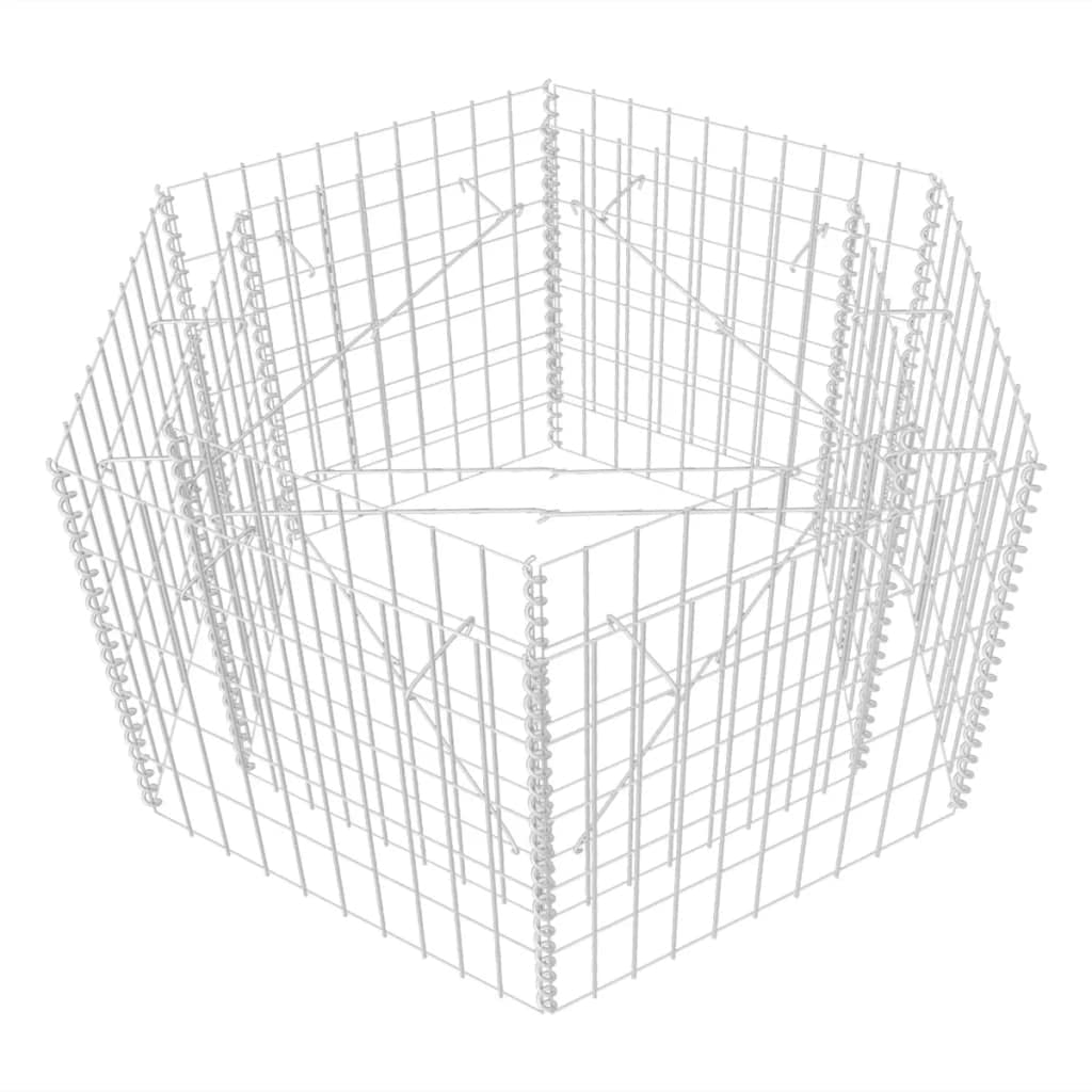 vidaXL Gabion Basket Hexagonal, Galvanised Steel Gabion Planter, Gabion Raised Bed for Garden, High Load Capacity, 39.4