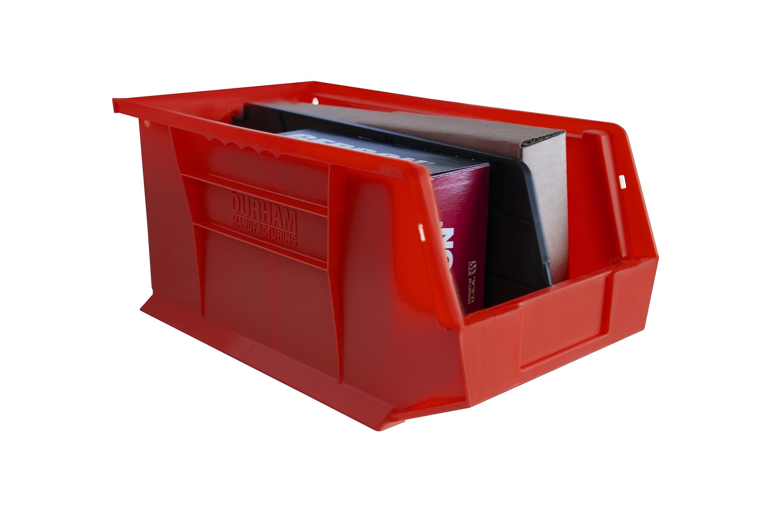 Durham PB30240-17-PKG Plastic, Hook-On-Bin, 8 X 15 X 7, Red, PKG OF 12