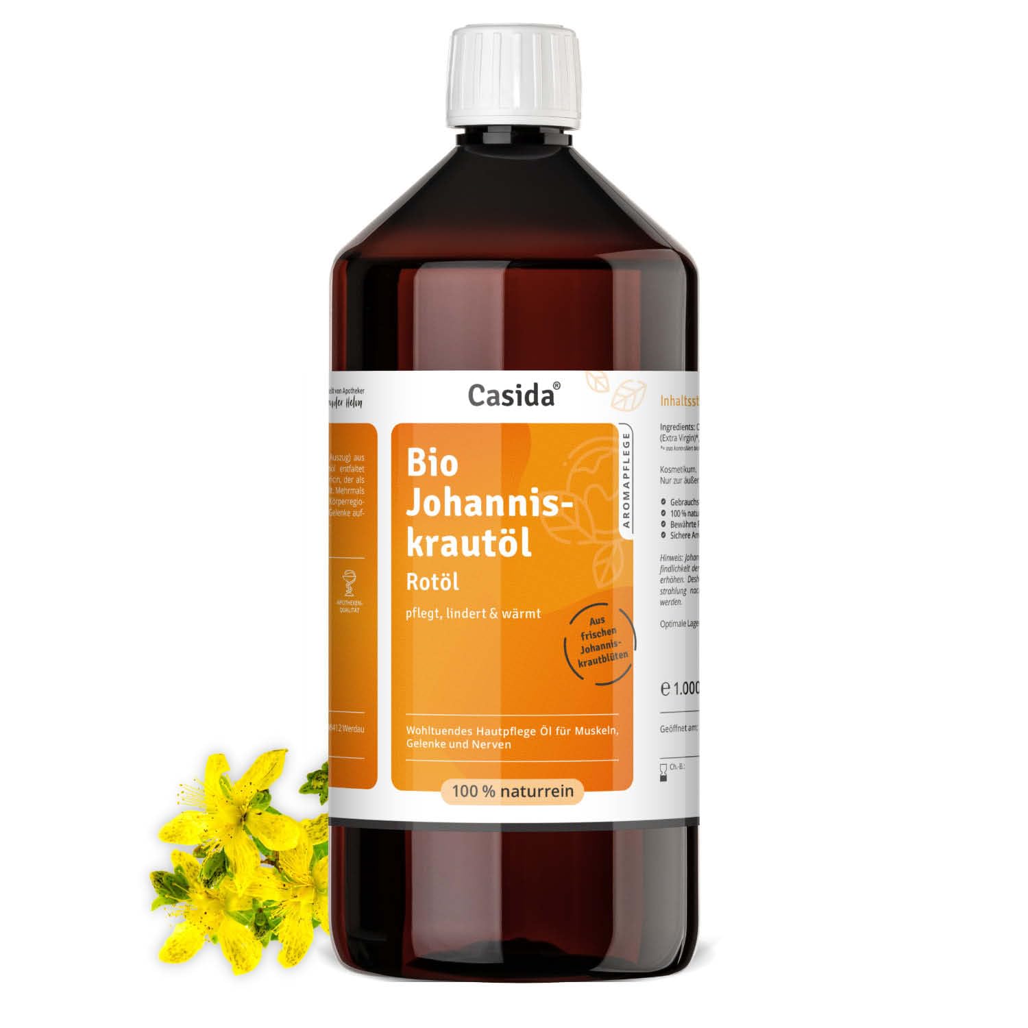 Casida® Olio di erba di San Giovanni (Olio Rosso) - Olio di Iperico - Olio rosso riscaldante e lenitivo per massaggi e frizioni - 1000 ml (1000 ml)