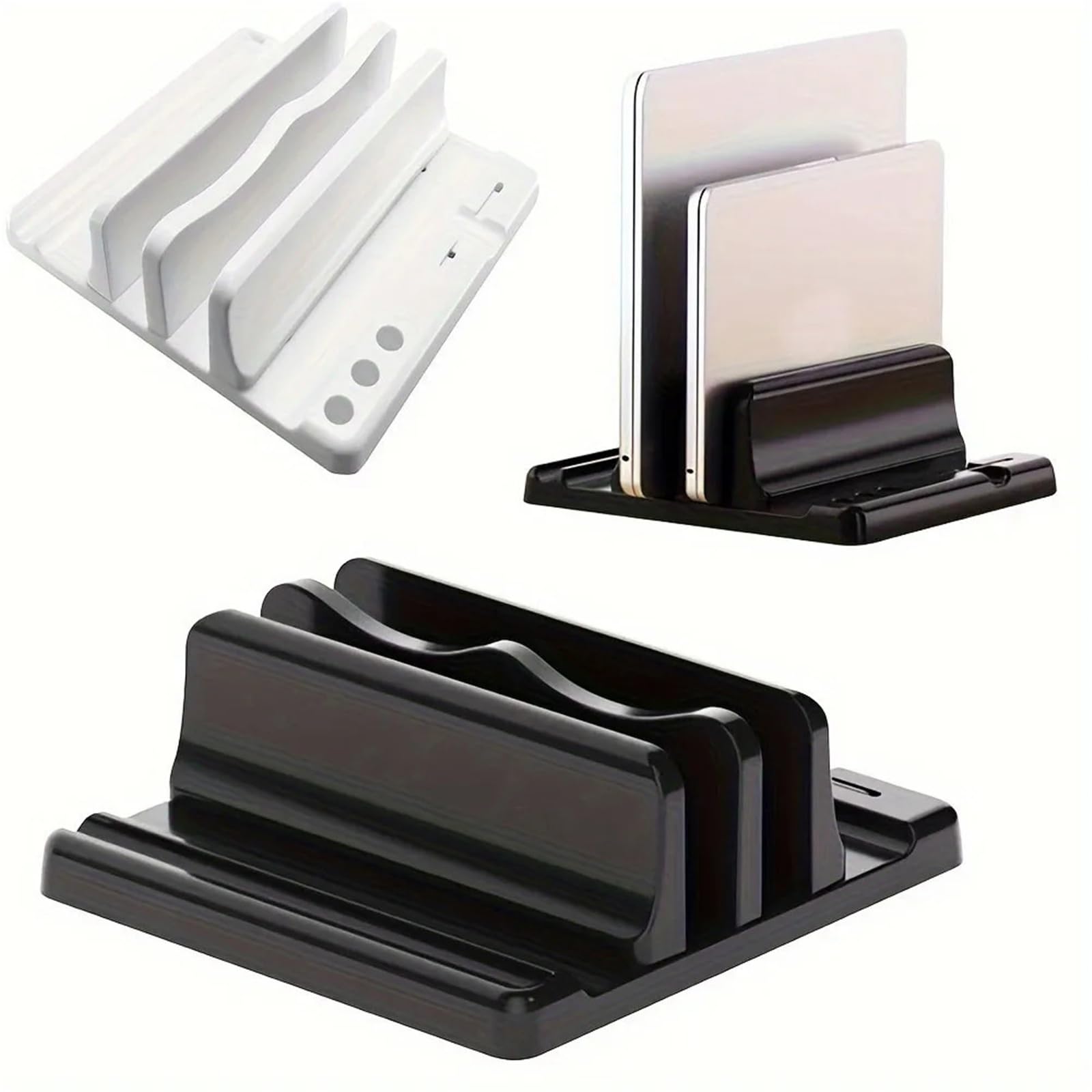 Laptop Ständer Vertikal Multifunktionaler, Verstellbarer Dual-Slot-Schreibtisch-Organizer for Ablets-Telefone, platzsparender Halter for das Home Office