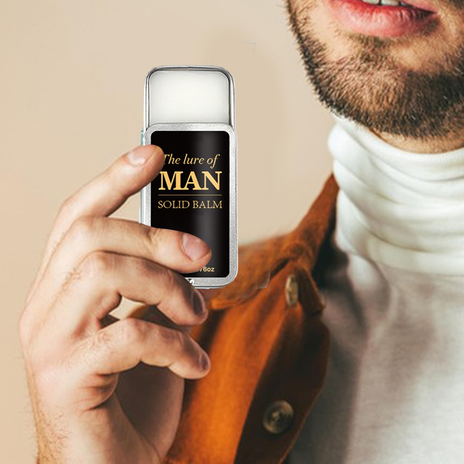Profumo solido da uomo, elegante fragranza quotidiana bergamotto in scatola di ferro, profumo premuroso, fragranza e di lunga durata, balsamo aromatico per appuntamenti formali, lavoro