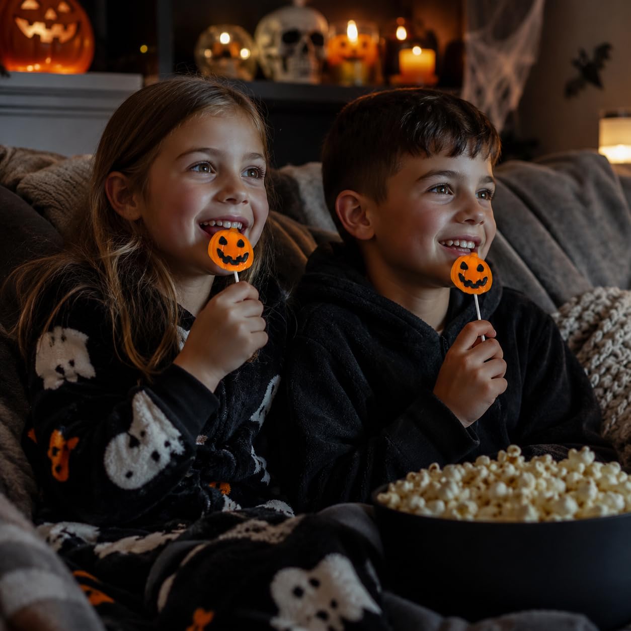 Dulces de piruletas de calabaza de Halloween, dulces espeluznantes, ideales para rellenos de bolsas de regalo de Halloween, envueltos individualmente (paquete de 12)