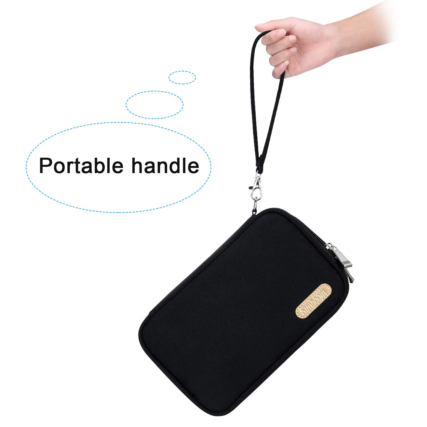 Bolsa Diabética, Simboom Bolsas de Viaje para kit de control de la Diabetes, Doble Capa Bolsa para Monitor de glucosa en sangre, Tiras de prueba, Dispositivo de Punción (Solo Bolsa) - Negro