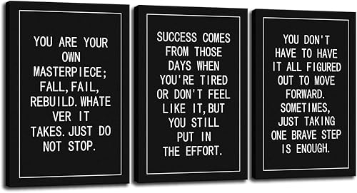 Miniatura 5 de 3 paneles de lienzo motivacional para pared, con citas inspiradoras de emprendedores, póster impreso, cuadro inspirador, enmarcado, hogar, oficina,