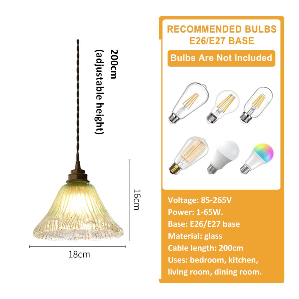 Prostota Kolorowa szklana lampa wisząca do lampki nocnej Gradientowa szklana oprawa sufitowa do wyspy kuchennej Lampa wisząca do lampy Foyer 7in (niebieski/zielony) Present