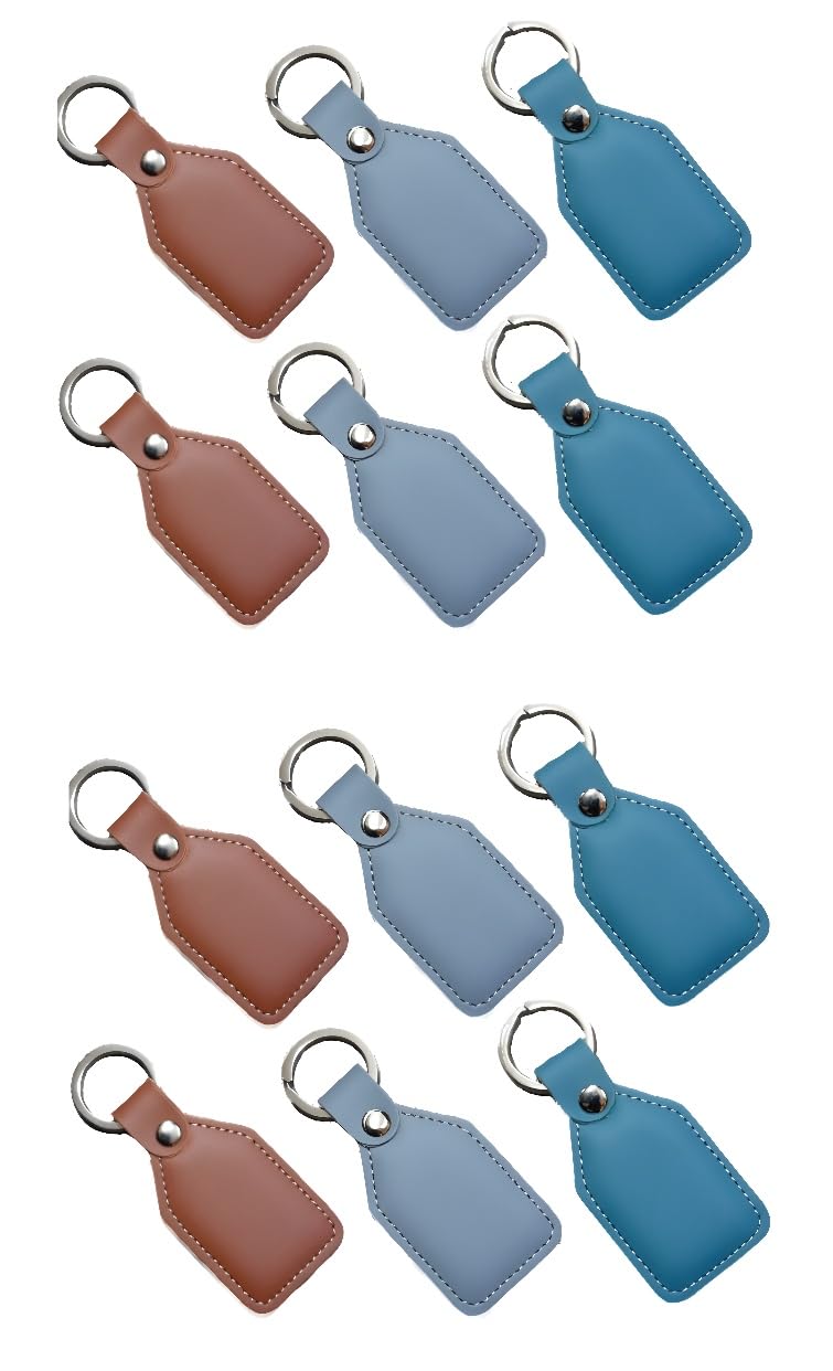 GIMNERLeather Keychain | Leather Key Ring Hook | Keychain Holder | Car & Bike Keychain | Heavy Duty Keychain for Men and Women Multi-color (PACK OF 12)
