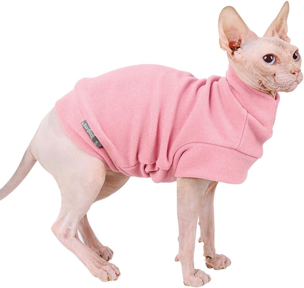 Small Dogs Jumpers Soft Fleece Vest Dog Sweatshirt, Puppy Kittens Winter Clothes Warm Jacket Coat Cold Weather Apparel Pet Pajamas Warm Tshirt for Sphynx Hairless Cat Chihuahua Bulldogs Pink S