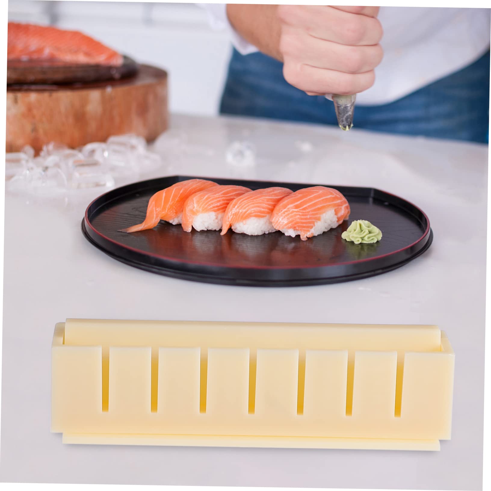 OKUMEYR 1set Sushi Press Rice Maker Kit for Home and Restaurant Use Easy to Store Kitchen Gadget Includes