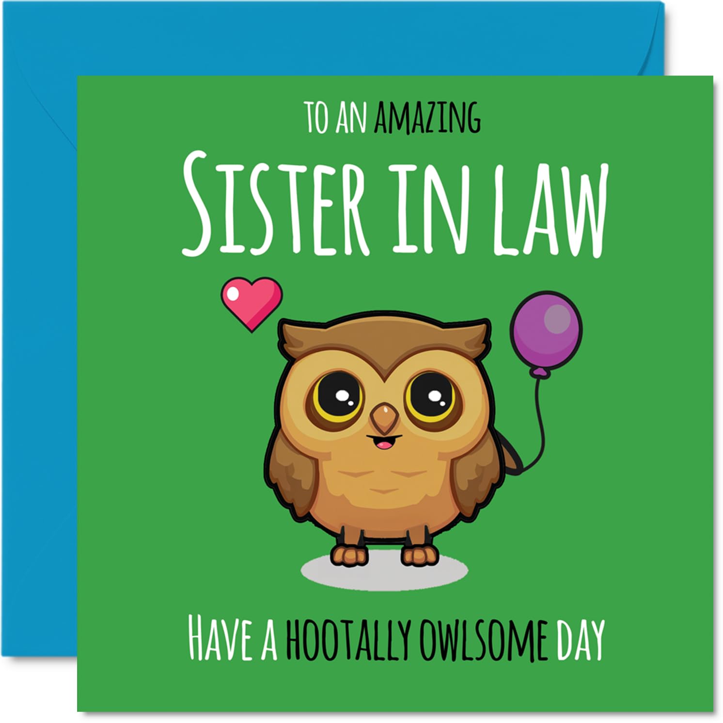 Sister in Law Birthday Card - Hootally Owlsome - Happy Birthday Card for Sister in Law from Brother Sibling, 145mm cute owl Bday Greeting Cards