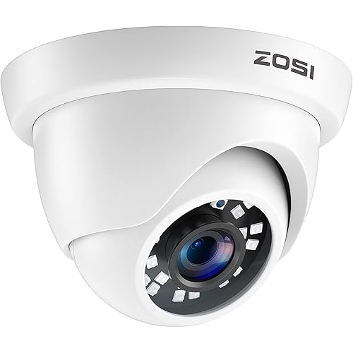 ZOSI 1080P FULL HD 4-in-1 TVI/CVI/AHD/CVBS Security Camera 1920TVL Outdoor Indoor Day Night Surveillance CCTV Dome Camera for HD-TVI, AHD, CVI, and CVBS/960H Analog DVR System(White)