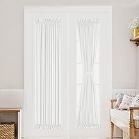 Vista 15 de Turquoize Elegantes cortinas de lino para puerta francesa, paneles de cortina de filtrado de luz, panel de lino con bolsillo para barra, panel