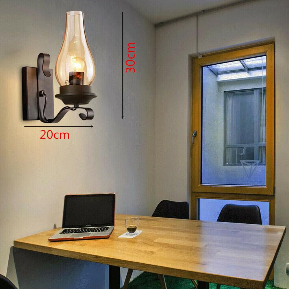 Przemysłowa lampa ścienna, styl vintage, rustykalne oświetlenie wewnętrzne, lampa ścienna zewnętrzna do przemysłowej retro lampa ścienna E27, rustykalne, oświetlenie wewnętrzne, lampa ścienna