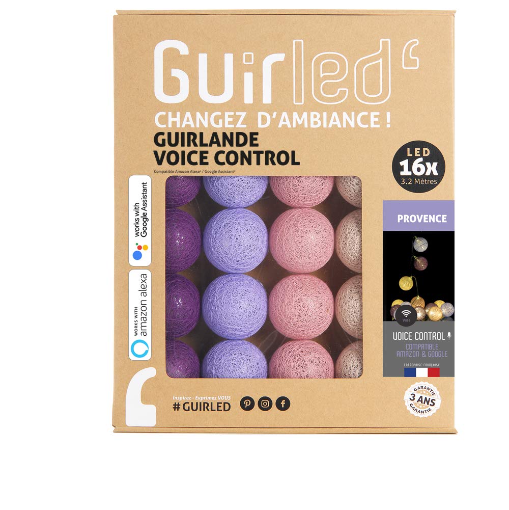 GuirLED - Lichtsnoer wifi katoenen ballen USB LED - Spraakbesturing - Smart Home - Alexa & Google Assistant - Inclusief 2xUSB voeding - 24 ballen 2.4 - Chocolade