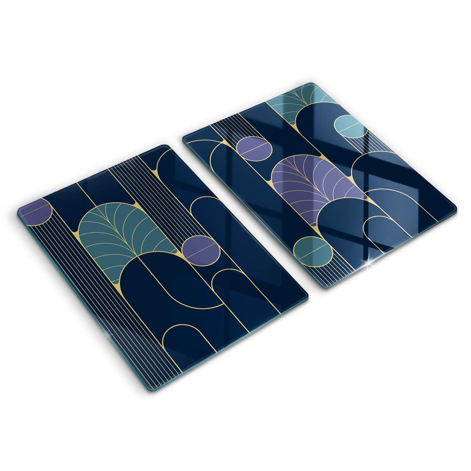 Planche à découper induction 2x40x52cm en verre avec motif abstrait chic