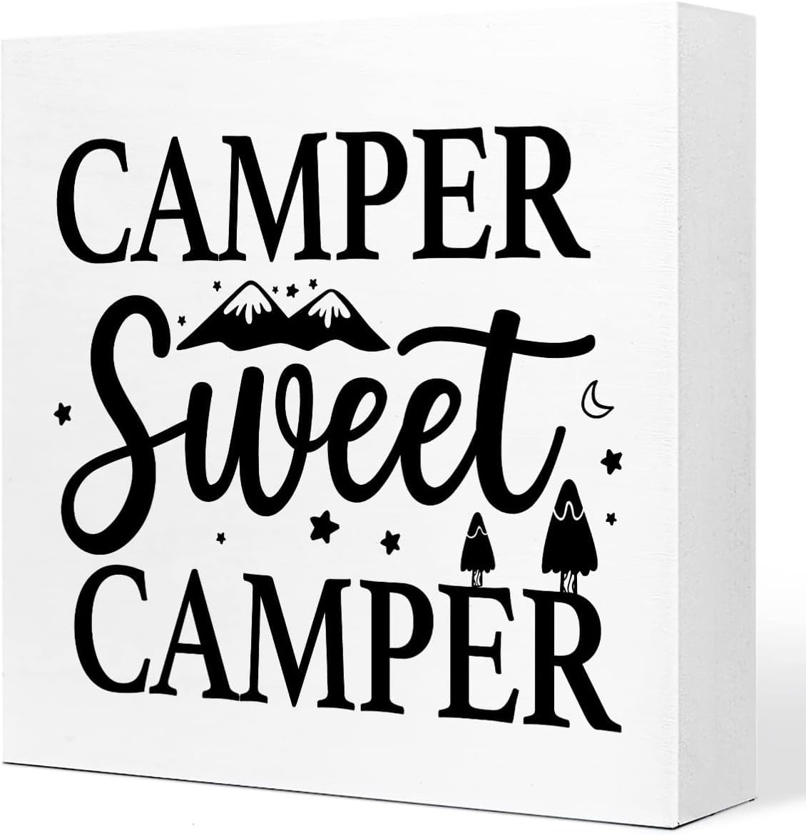 Camper Sweet Camper Box Sign 5x5 Inch Rustic Farmhouse Decor