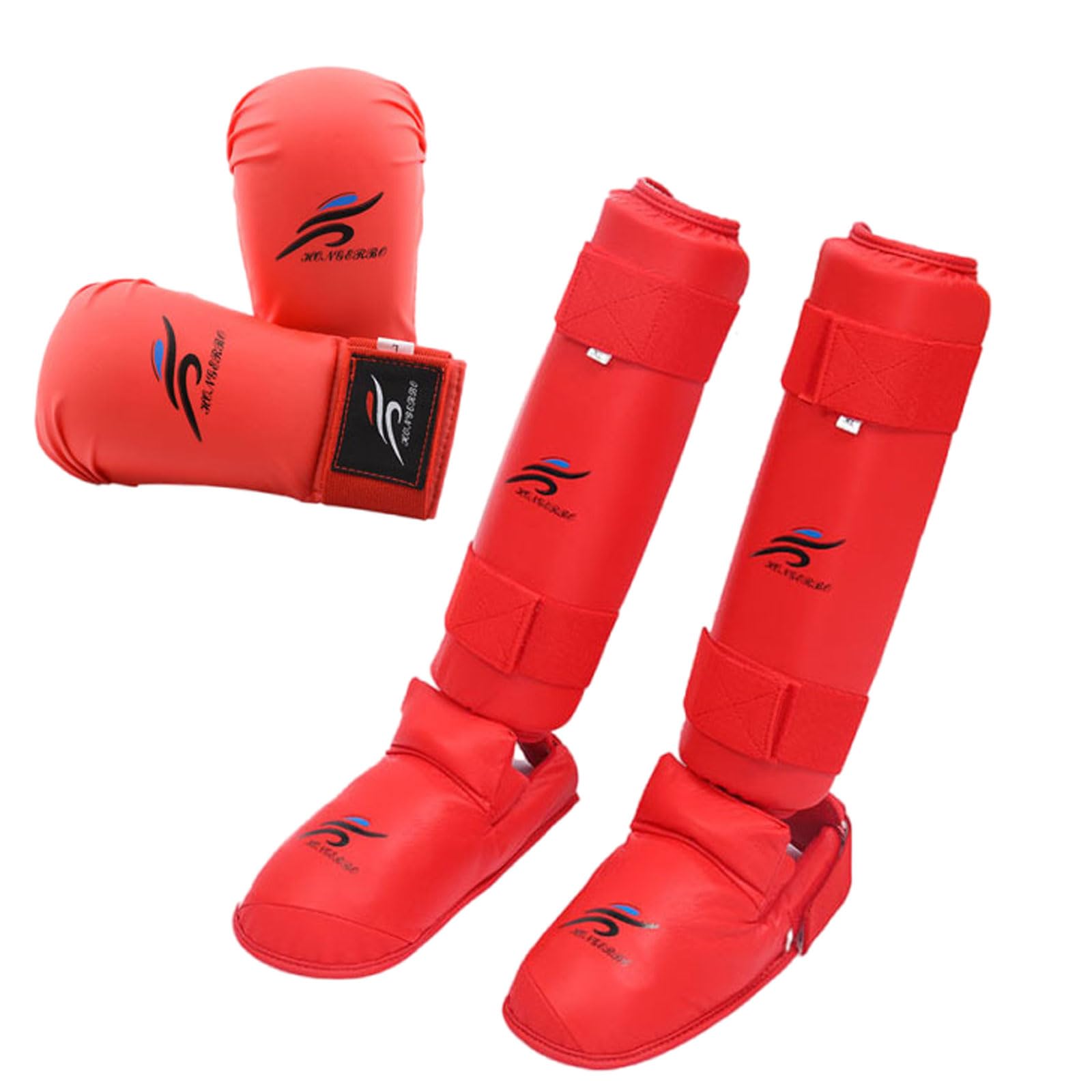 Serenitison Karate Shin Guards,Adjustable Sponge Padded Karate Shin,Instep Guards,Lightweight Muay Thai Shin Pads,for Sparring,Karate,Muay Thai,Boxing,Kickboxing,For Adult Child(Gloves Included)
