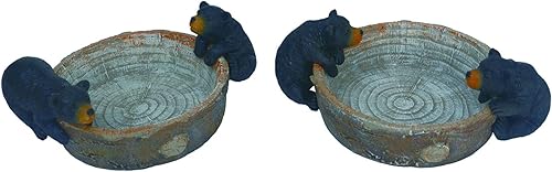 Transpac Juego de 2 platos de resina con diseño de oso negro, surtido