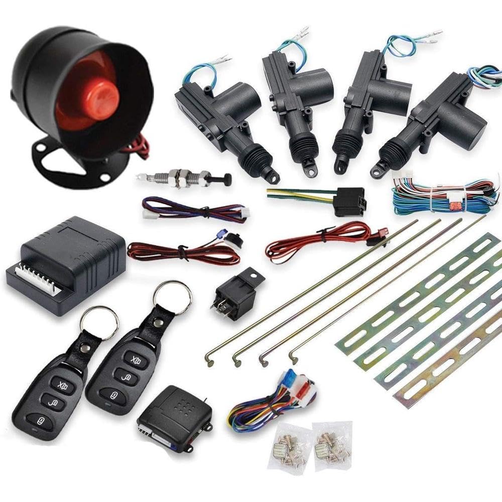 Zentralverriegelungs Kit, Fernbedienung zentrale der Auto Schloss Verschluss Keyless Entry System Kit, mit Power Central Lock Kit 2 Fernbedienung für schlüsselloses Auto + Alarmsirene