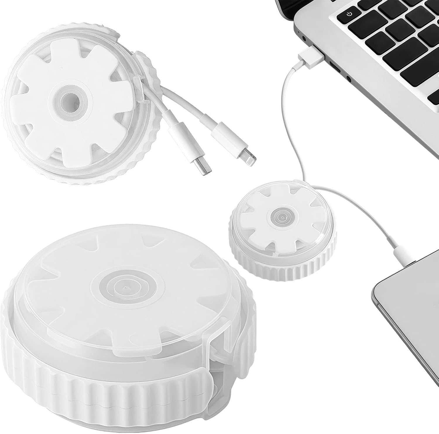 360° Rotatable Cable Organizer Box, Portable Cord Charger Storage