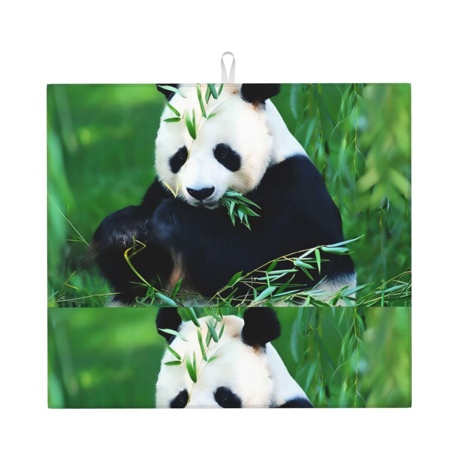 YYHHAOFA Panda Prints Kitchen Drying Mat – Absorbent Dish Throw for Countertops, Quick-Dry Non-Slip Layer with Stylish Prints, for New Homes