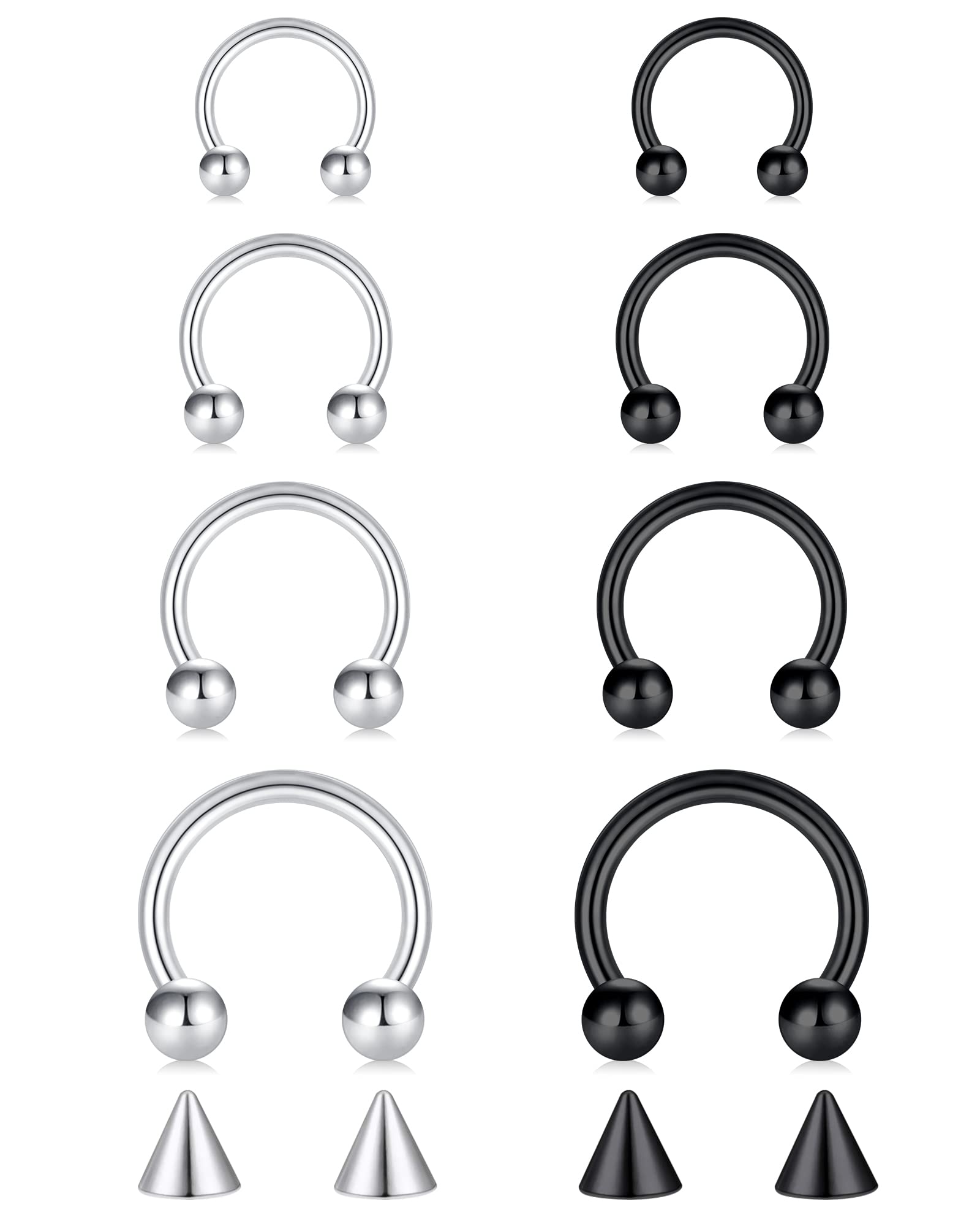 Briana Williams Septum Piercing Aro Nariz Herradura Acero Quirurgico 16G Helix con Bolitas Pendientes de Oreja Plata 6/8/10/12mm — view 12
