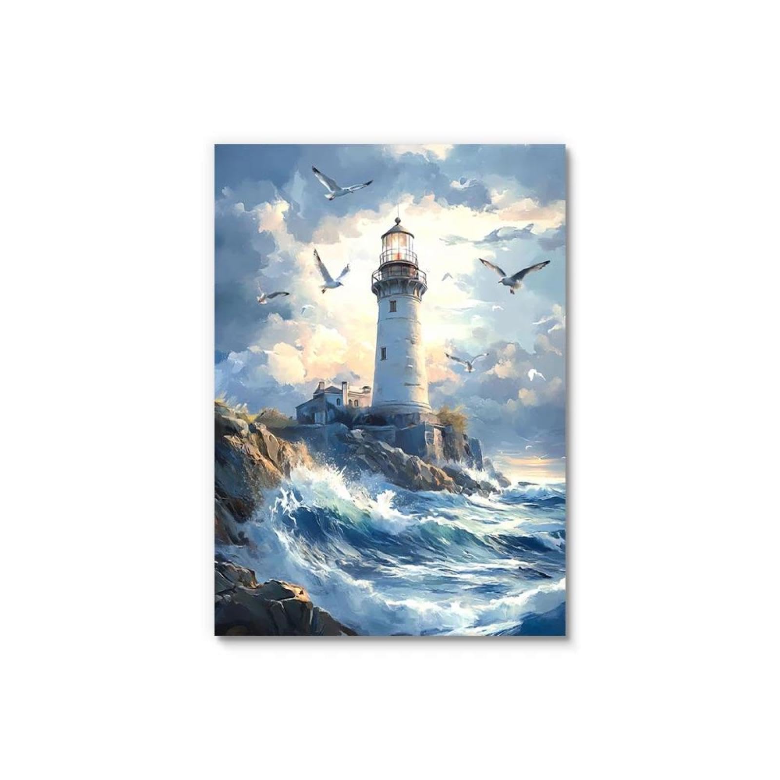 Yocheng Landscape Sailboat Ocean Poster Canvas Painting Prints Sky Blue Sea Wave Wall Art For Living Room Home Decor 50x70cm No Frame